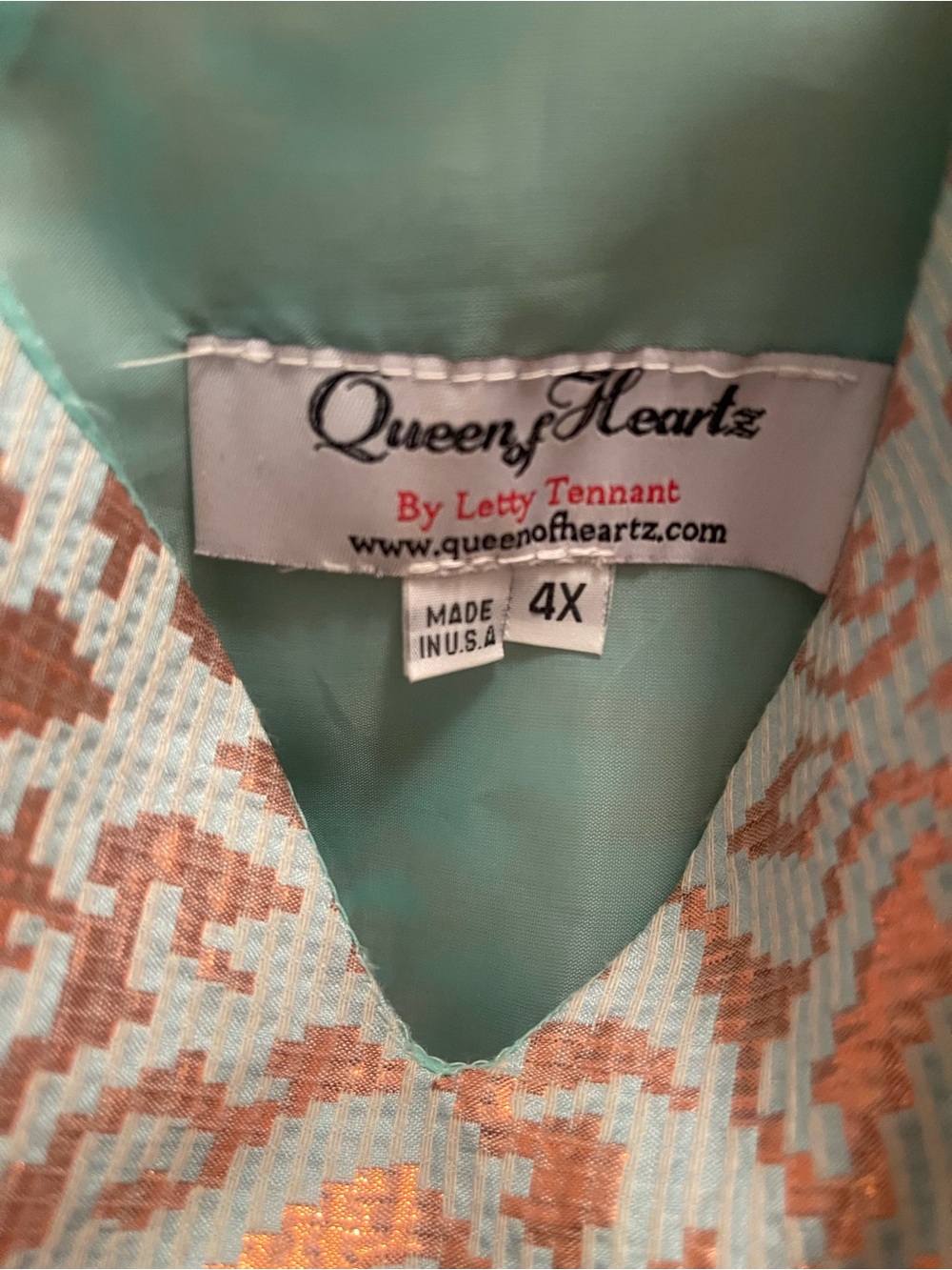 Sleeveless V-Neck Metallic Jacquard Fit & Flare Dress - Pink/mint green - Picture 3 of 3